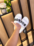 Sandalias Lemon Shoes blancas con letras negras